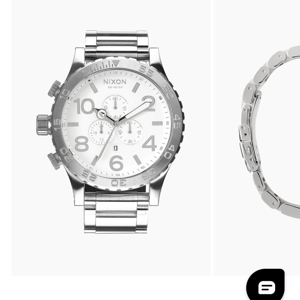 Nixon Silver and Black Chronograph Watch